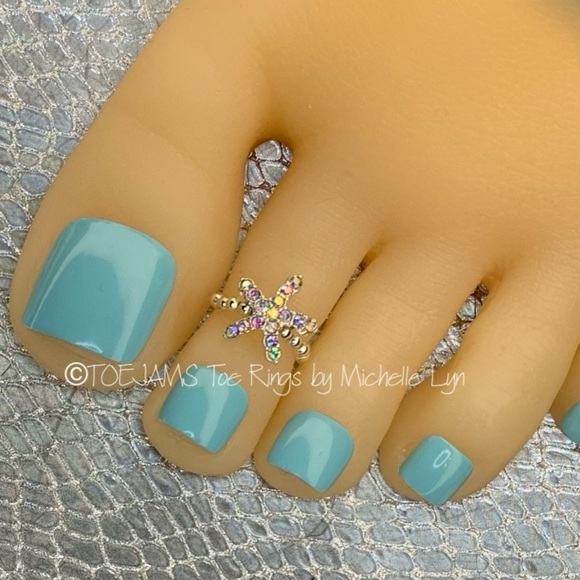 TOE RING Starfish Crystal AB Elastic Stretch Toe Ring - Picture 1 of 1